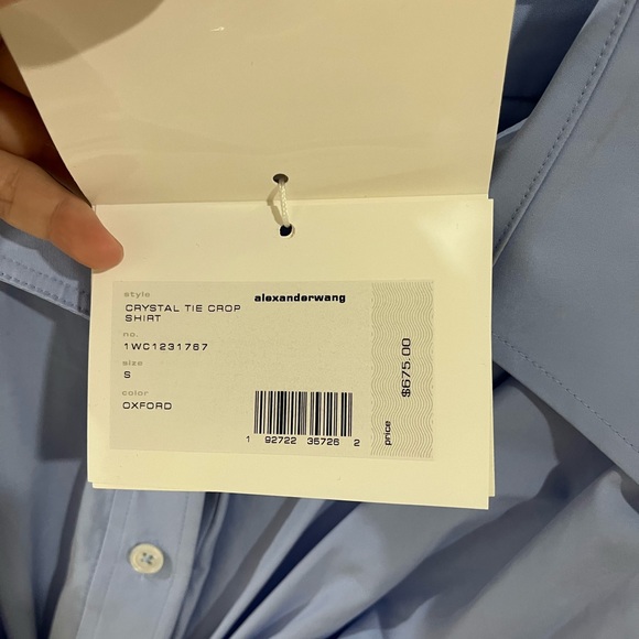 Alexander Wang - Crystal Tie Shirt in Blue - Picture 5 of 6